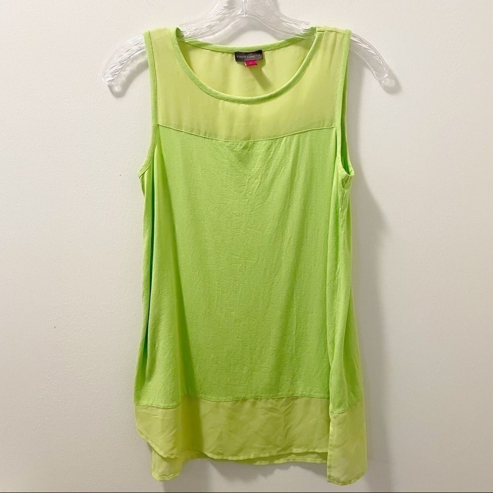 Vince Camuto Chiffon Lime Green Tank Top